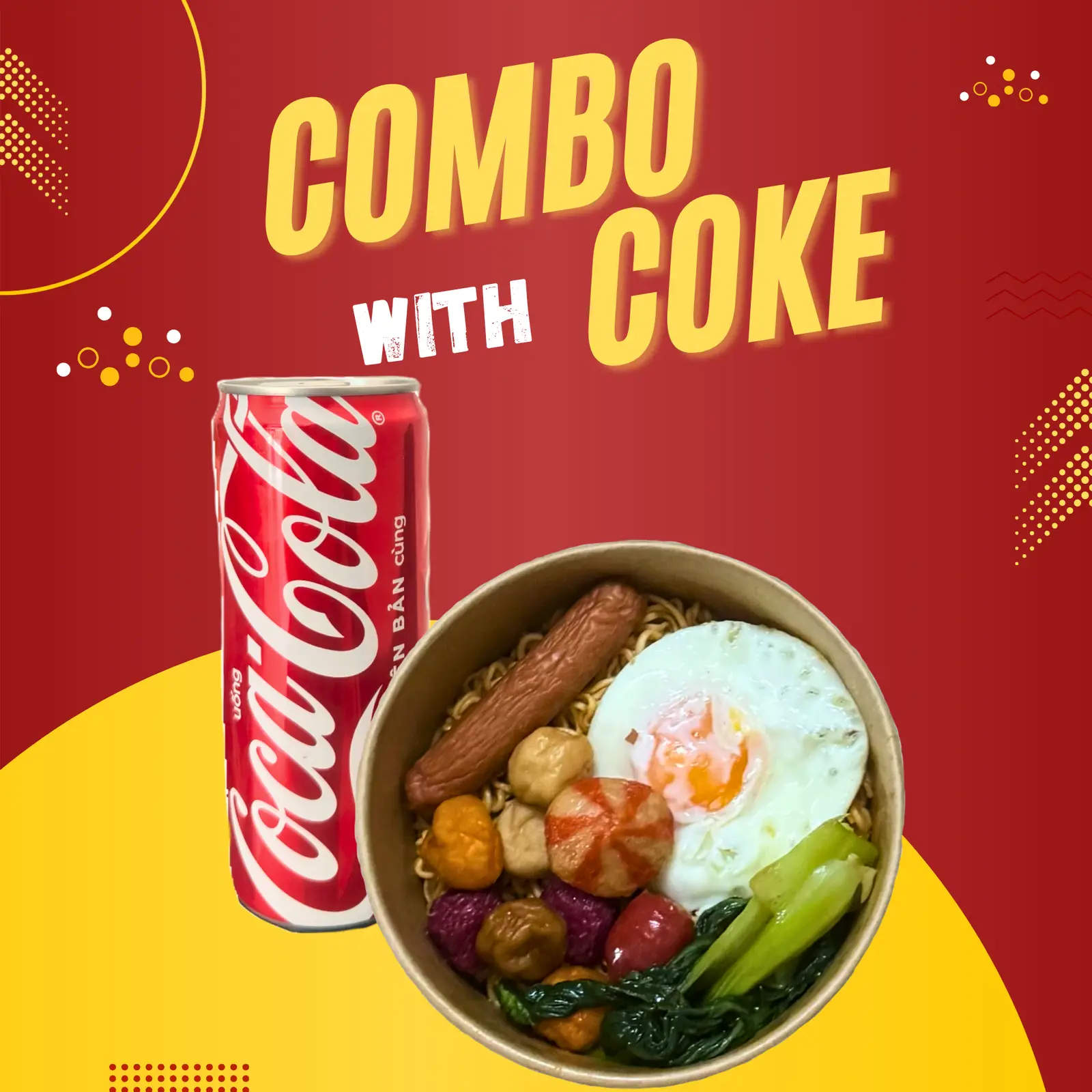 Hình ảnh Mì InDo Trộn Viên Thập Cẩm + CocaCola