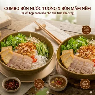 Hình ảnh Combo 1 Bún nước tương thịt luộc x 1 Bún mắm nêm thịt luộc