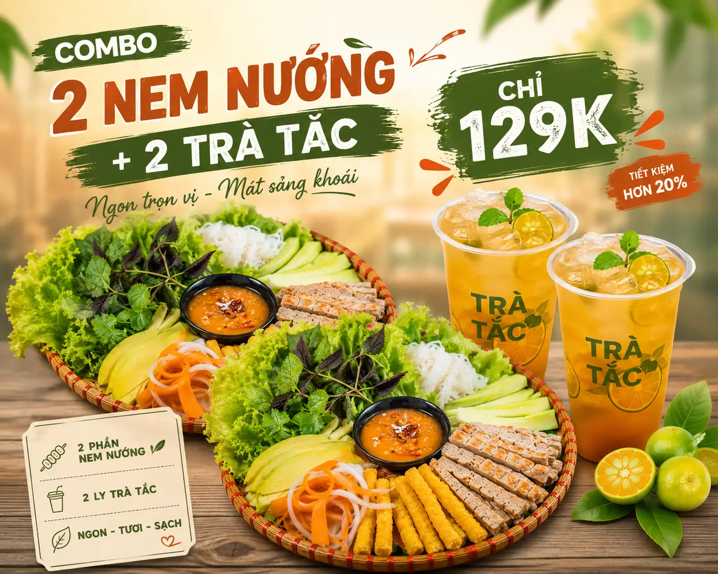 Hình ảnh Combo 2 Nem Nướng + 2 Nước
