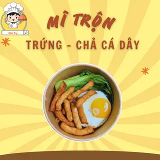 Hình ảnh  mì trộn trứng - Chả cá dây