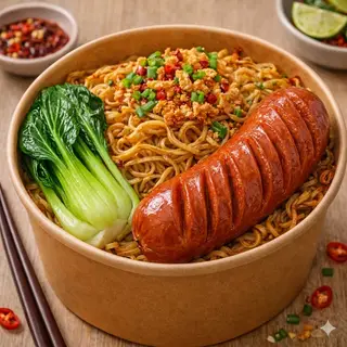 Hình ảnh Mì trộn Indomie xúc xích