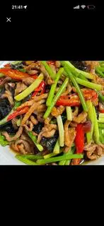 Hình ảnh Thịt heo xào cần tỏi mộc nhĩ/ 芹蒜木耳炒 / pork celery, garlic wood mushrooms