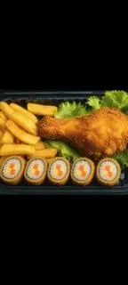 Hình ảnh Combo đùi gà+kimbap chiên+khoai tây chiên