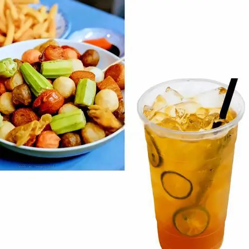 Hình ảnh Combo thập cẩm cá viên chiên giòn - nhỏ - trà tắc ly nhỏ