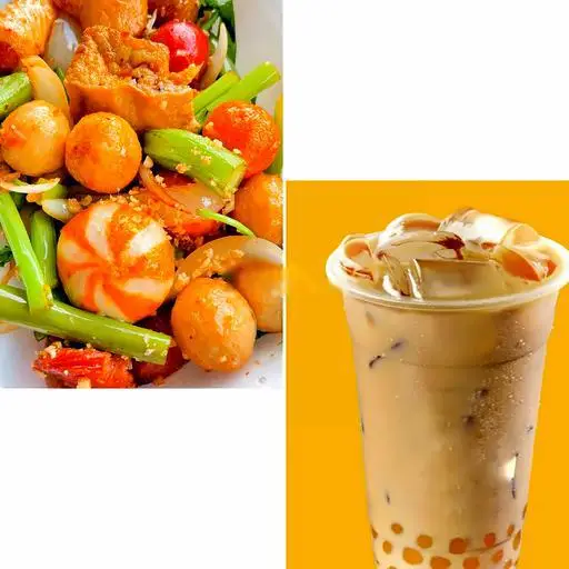Hình ảnh Combo thập cẩm cá viên chiên nước mắm - nhỏ - trà sữa trân châu