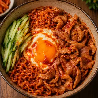 Hình ảnh Mì Sốt Hàn + Thịt Heo Trứng 