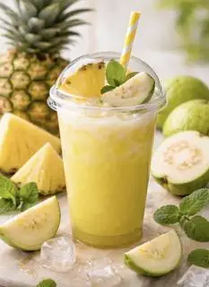 Hình ảnh Nước Ép Thơm+Ổi+ Đá sạch nhà làm