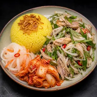Hình ảnh cơm má đùi xé bóp gỏi