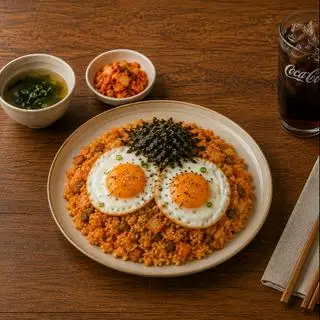 Hình ảnh Cơm rang kim chi - 2 trứng ốp la - rong biển vụn