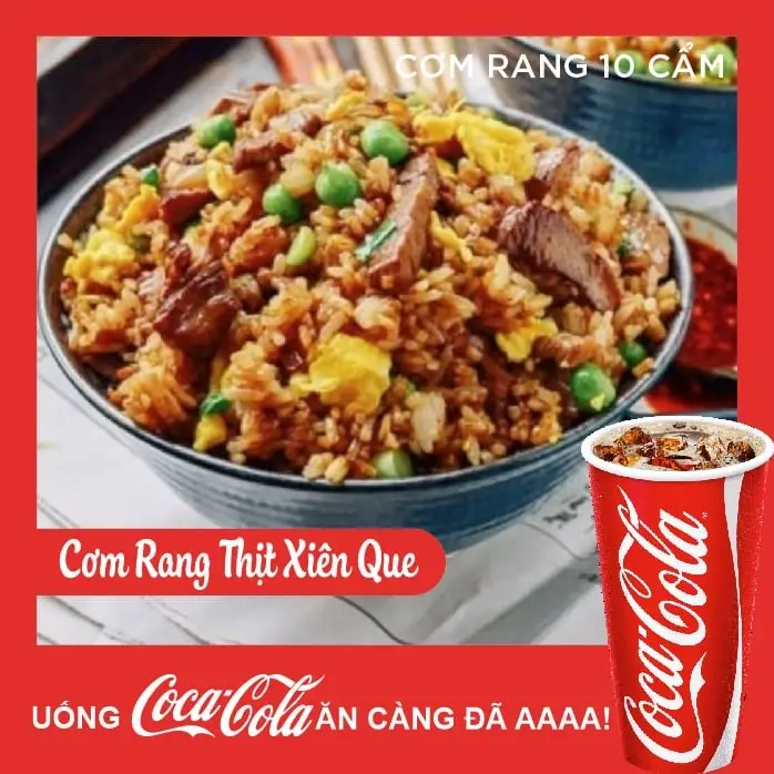 Hình ảnh cơm rang thịt xiên que+coca