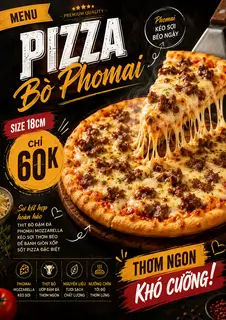 Hình ảnh Pizza size 18cm bò phô mai