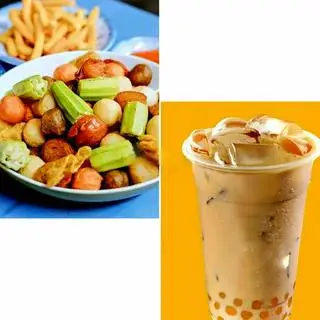 Hình ảnh Combo thập cẩm cá viên chiên giòn - nhỏ - trà sữa trân châu