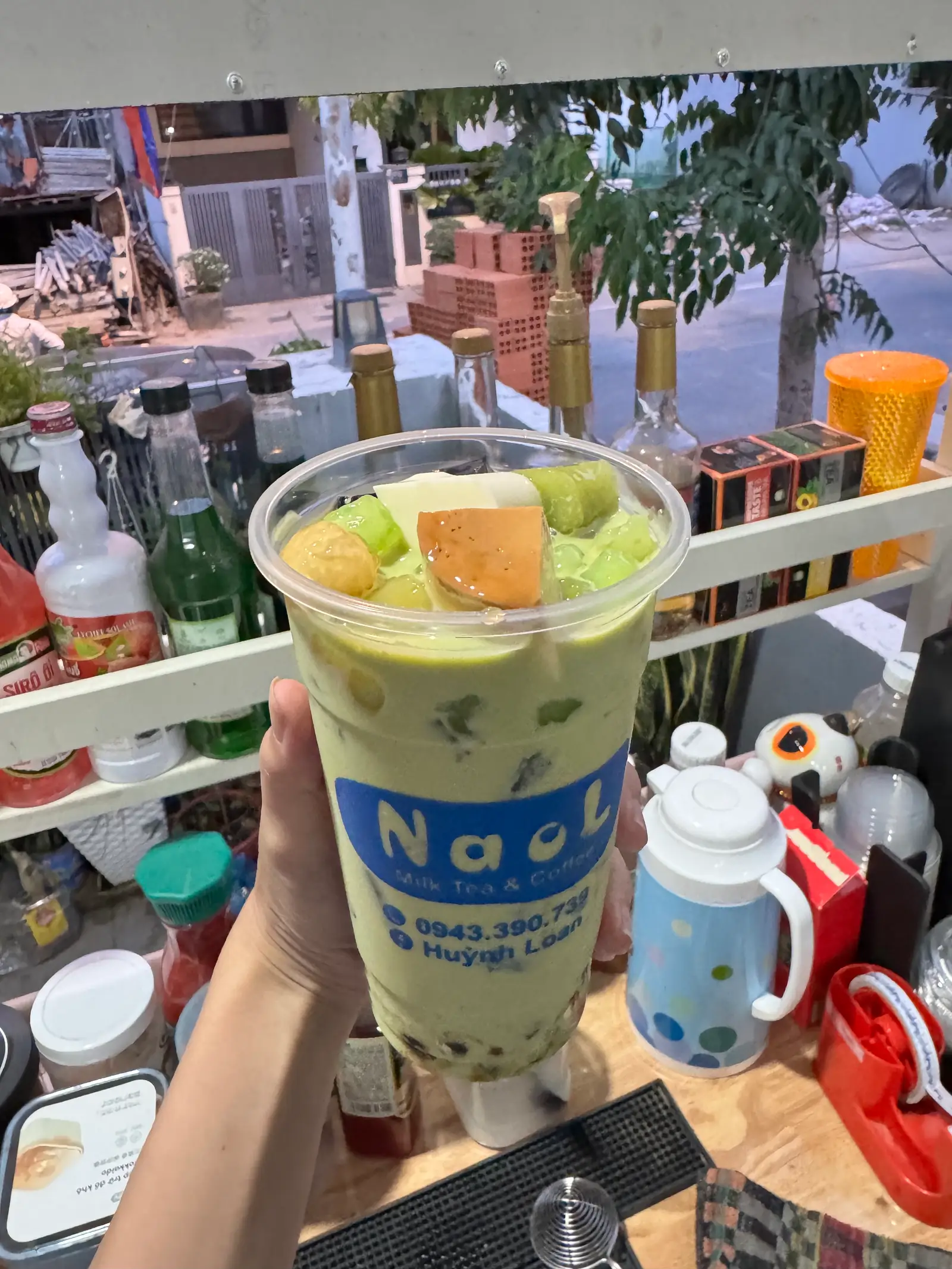 Hình ảnh Trà sữa Thái xanh full topping