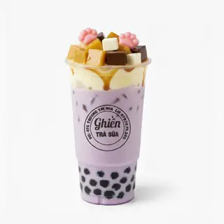 Hình ảnh Trà sữa khoai môn full topping