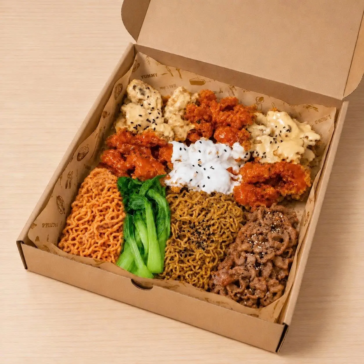 Hình ảnh Box gà 6 vị - 2 loại mì - bò xào