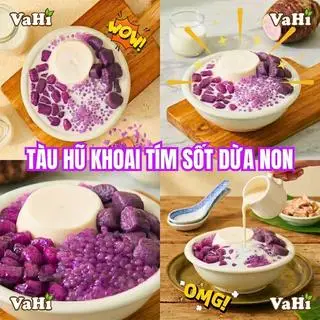 Hình ảnh Tàu hũ khoai tím sốt dừa non