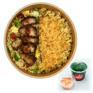 Hình ảnh A - cơm rang 2 trong 1 - thịt nướng - cá ngừ