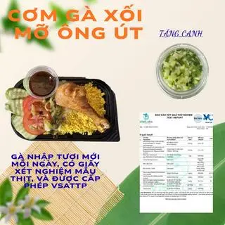 Hình ảnh Cơm Gà Xối Mỡ Đùi Tỏi Size To - Sốt Tiêu Đen + Canh