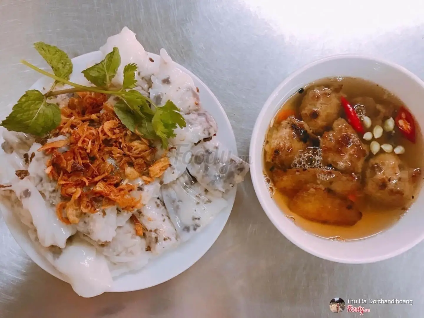 Hình ảnh bánh cuốn chả nướng