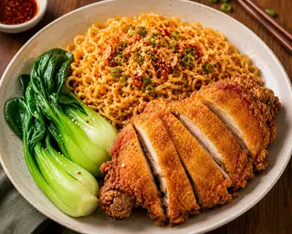 Hình ảnh Mì trộn má đùi sốt phômai