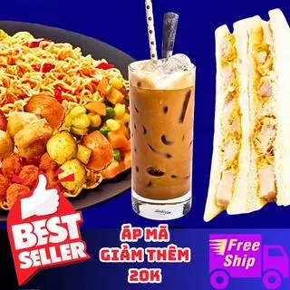 Hình ảnh Bánh Mì Sandwich + Mỳ Trộn Sốt Ngon + Cà Phê Thảo Mộc