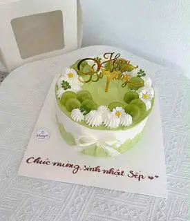 Hình ảnh 01 Bánh xanh trang trí nho xanh 