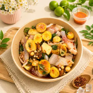 Hình ảnh chân gà mix trứng non + tai heo