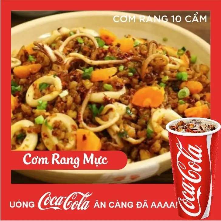 Hình ảnh cơm rang mực+coca