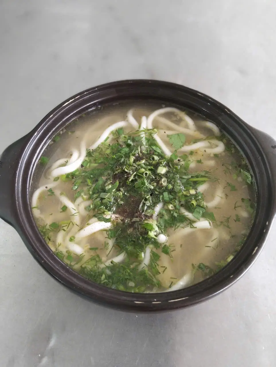 Hình ảnh bánh canh + nước lèo ( k có cá)."cđ"