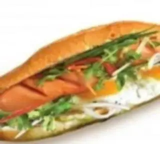 Hình ảnh Bánh mì trứng, xúc xích, chà bông
