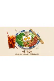Hình ảnh Combo No 2: Mì trộn trứng luộc - xúc xích - 1 Coca/Sprite