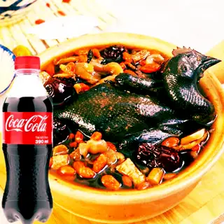 Hình ảnh Gà ác tần thuốc bắc nguyên con ( TẶNG 1 CHAI COCA )