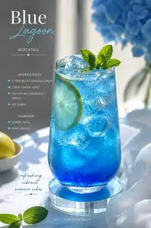 Hình ảnh HOT Summer Blue Lagoon Mocktail Recipe