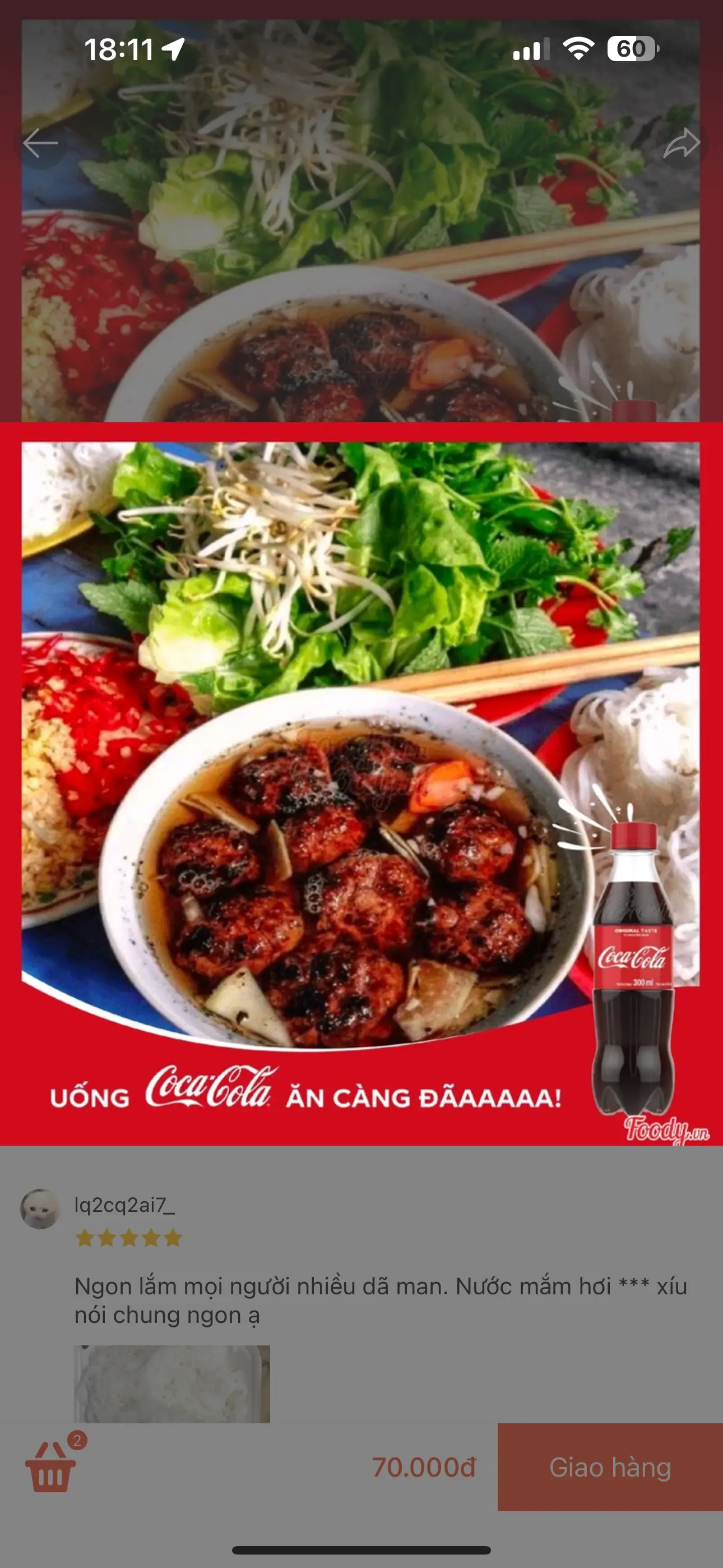 Hình ảnh 3 Suất Bún Chả Miếng , Tặng Coca