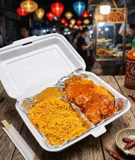 Hình ảnh Mì Trộn Sốt, Tỏi Bơ Đặc Biệt, Gà Rán Miếng Sa Tế Bơ, Mè + (Kèm Tương Ớt, Cà, Rau Bắp/Cải Thảo, Nấm) (Áp Mã Giảm Giá Của Quán Nh