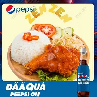 Hình ảnh Cơm đùi gà sốt cay ngọt + pepsi