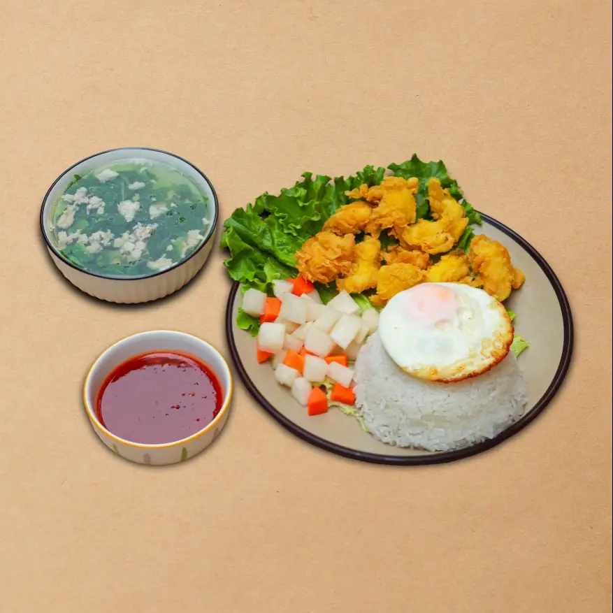 Hình ảnh COMBO Cơm Gà Viên + Canh Thịt Băm + Trứng Ốp