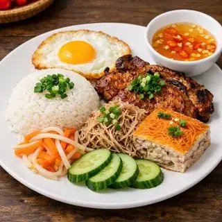 Hình ảnh Cơm sườn bì chả ốp la