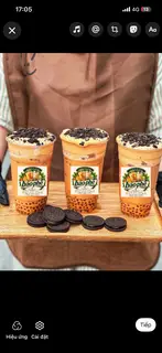 Hình ảnh Hồng trà kem dẻo phô mai phủ bánh Oreo