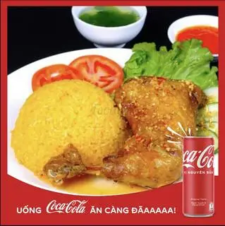 Hình ảnh Cơm gà xối mỡ sốt Roti lớn + Coca