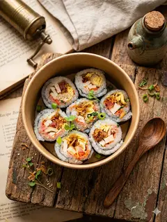 Hình ảnh Xôi cuộn rong biển thập cẩm xá xíu