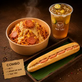 Hình ảnh Combo Mì Ý + Bánh Mì Que + Trà Tắc