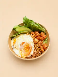 Hình ảnh Mì trộn phô mai tóp mỡ trứng