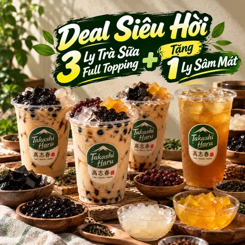 Hình ảnh Combo 4 ly sâm Mát Thanh Thiệt + Tặng 1 ly Trà sữa Olong lài Haru