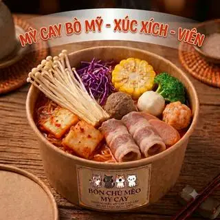Hình ảnh mỳ cay bò mỹ xúc xích viên 