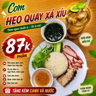 Hình ảnh CƠM HEO QUAY + XÁ XÍU ( TẶNG KÈM CANH + TRÀ TẮC )