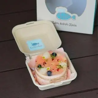 Hình ảnh Bánh Mousse Vải Hoa Hồng 10cm (hộp bã mía)