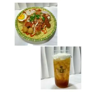 Hình ảnh Combo Bánh mì nướng muối ớt + Hồng trà kem phô mai