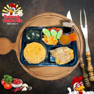 Hình ảnh Cơm má đùi gà chiên + canh rong biển