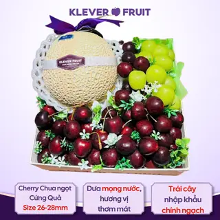 Hình ảnh Hộp Quà Trái Cây Vuông Kính Trắng Ngọt Lành - Gift Set Hamper - Klever Fruit